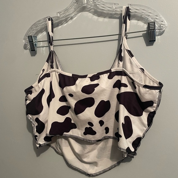 Cow Print Women’s Cami Crop Top Size 3XL Contrast Stitch Corset Soft Approx XL - Picture 8 of 16